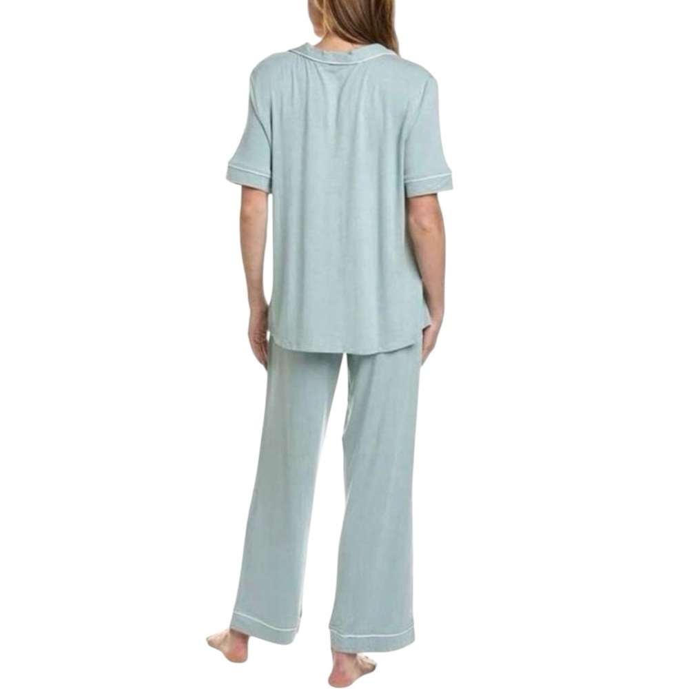 NEW Hale Bob 2pc Modal Pajama Set Blue/White Trim Short Sleeves - Picture 2 of 2